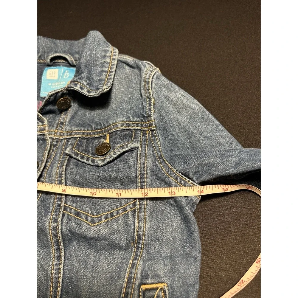Gap Kids Girls Denim Jacket Paint Splatter Artist Distressed Blue Size M 8/9